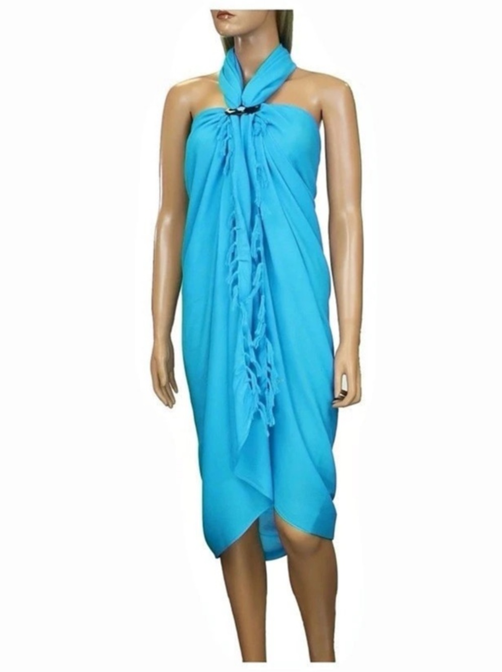Draped Swim Sarong in Blue & Red Like New